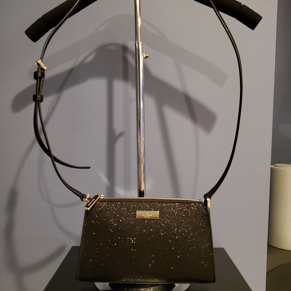 Kate Spade Limited Edition Black Glitter Kenzie Sm Crossbody Bag. NWT